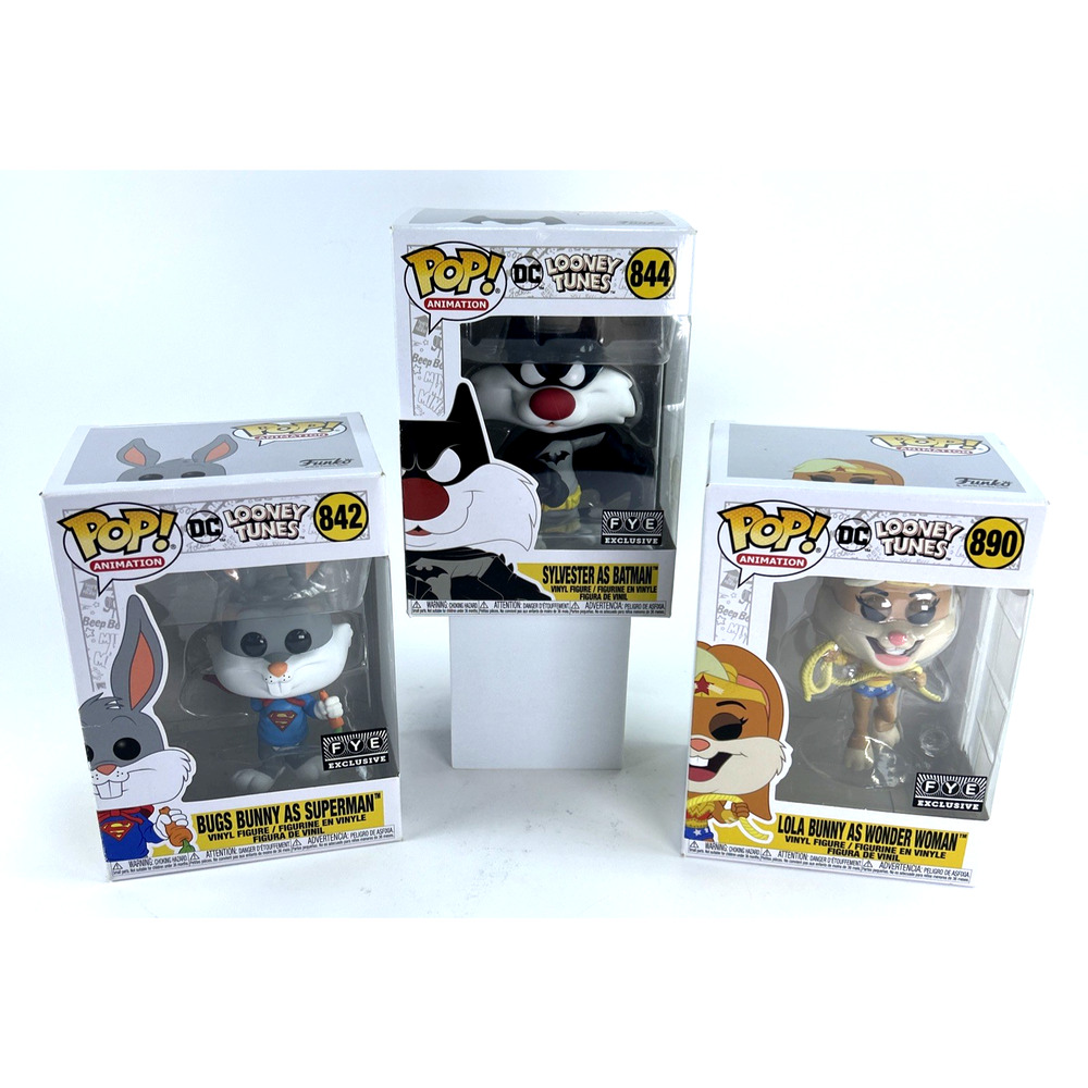 Funko Pop DC Looney Tunes Sylvester/Batman Bugs / Superman Lola/Wonder Woman FYE